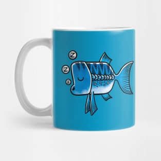 Sleepy Blue Fish Mug